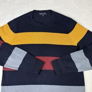 Brooks Brothers Sweater Mens Large Knit Striped Pullover Preppy Nautical Rugby